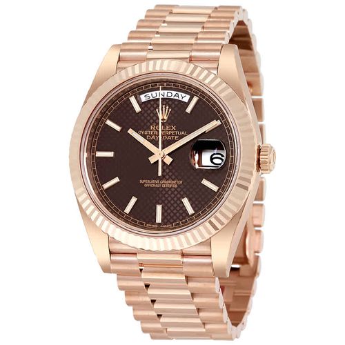 Day-Date 40 Chocolate Dial 18K Everose Gold President Automatic Mens Watch 228235CHSP