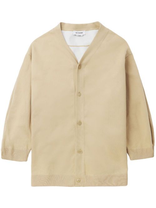 V-neck cotton cardigan - Neutrals