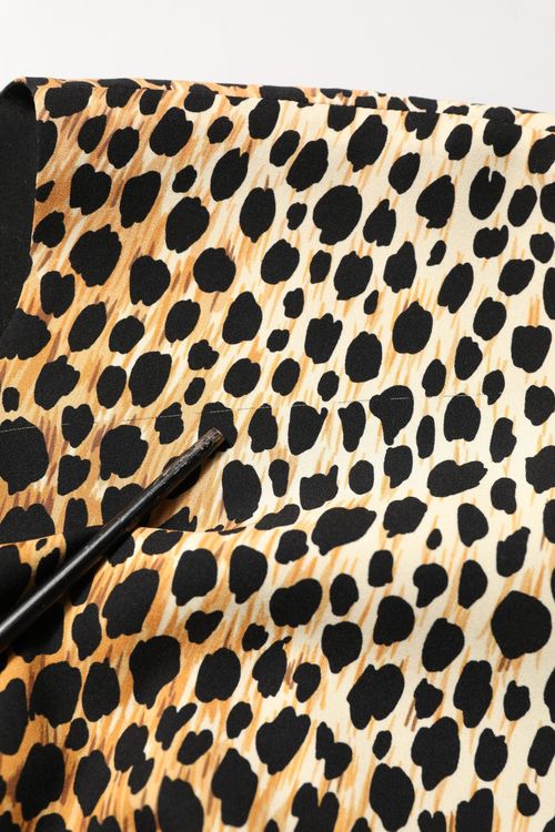 Leopard-Print Silk Dress — Brown