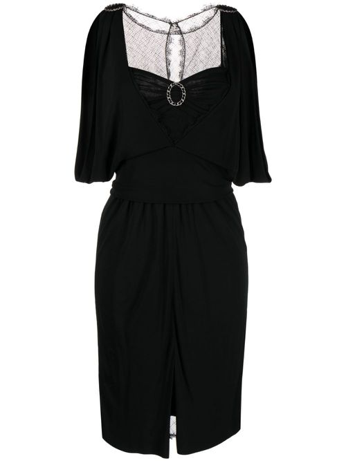 2009 chain-detail draped dress - Black