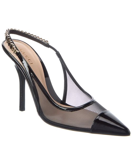 Signoria Mesh & Patent Slingback Pump