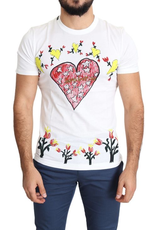 Saint Valentine Print Cotton T-Shirt — White
