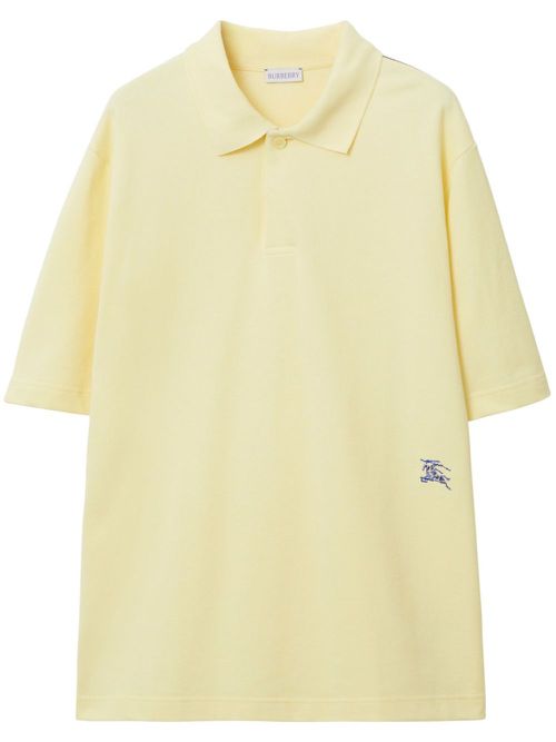 Equestrian Knight-embroidered cotton polo shirt - Yellow