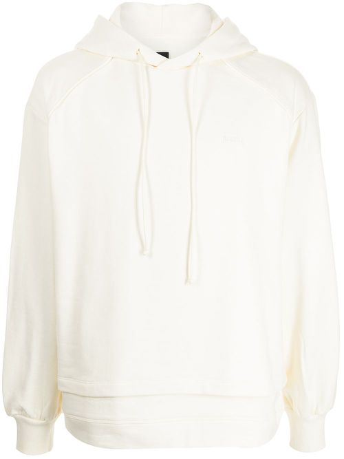 Layered cotton hoodie - White
