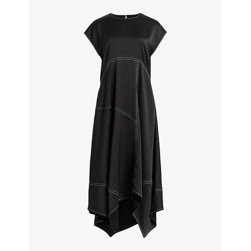 navy blue dress for baby girl AllSaints Agnes Panelled Asymmetric Maxi Skirt in Black