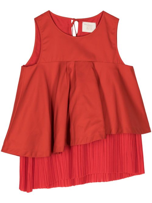 Asymmetric ruffled top - Red