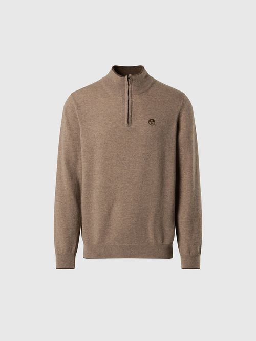 Pullover mit kurzem Reißverschluss aus Kaschmirmischung