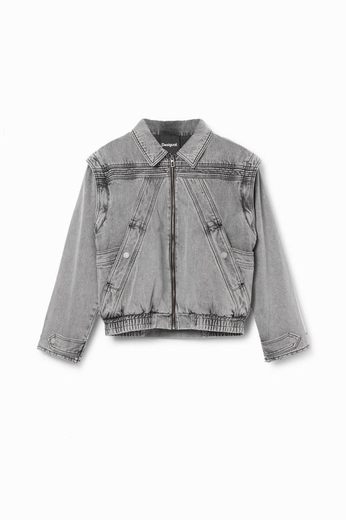 Denim detachable sleeve jacket