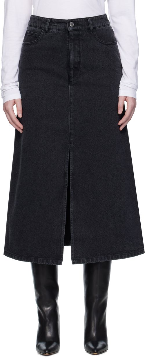 A. P.C. Black Georgia Denim Midi Skirt