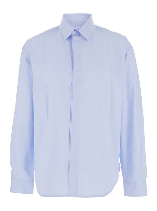 Simon Light Blue Shirt With Logo Lettering On The Front In Cotton Man