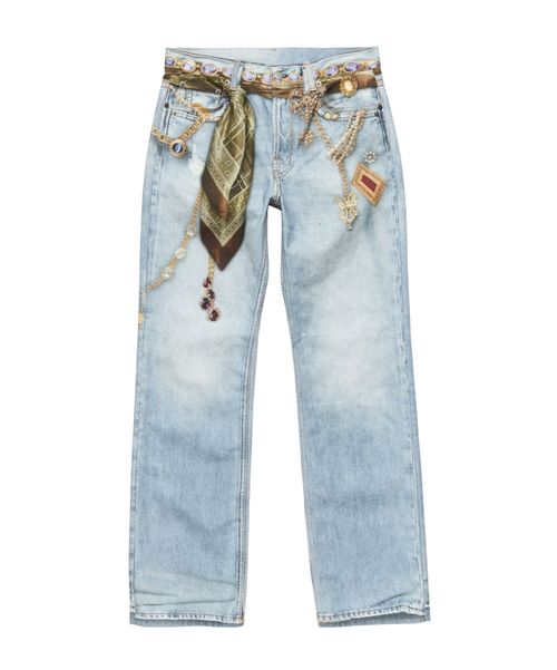 Printed cotton canvas jeans