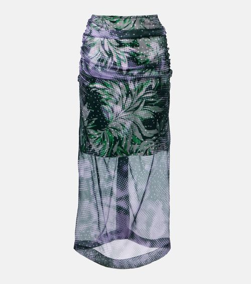 Printed silk-blend midi skirt