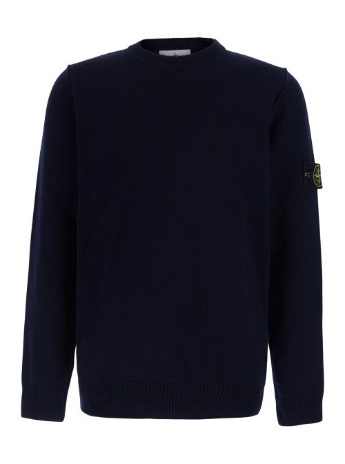 Wool-Blend Crewneck Sweater — Navy