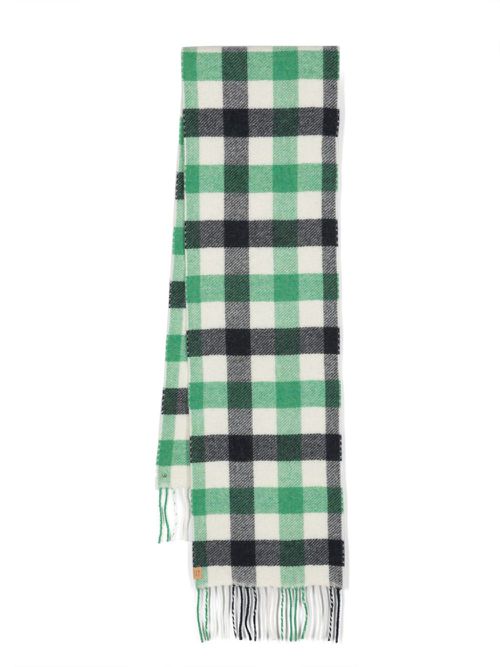 Check-pattern wool blend scarf - Green