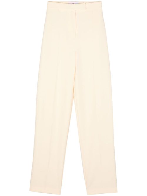 Crepe pressed-crease tapered trousers - Yellow