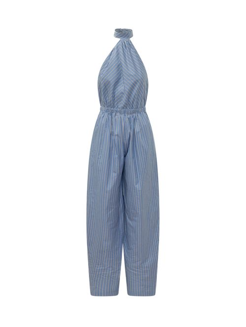 Blue Stripes Halter Neck Jumpsuit