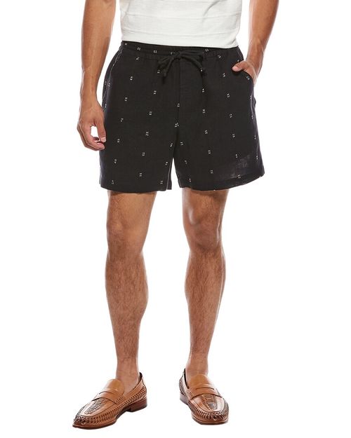 Marc Linen-Blend Embroidered Short