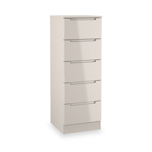 Henshaw 5 Drawer Tallboy Chest | 5 Colours w/ Glossy Fronts | Roseland / Cashmere
