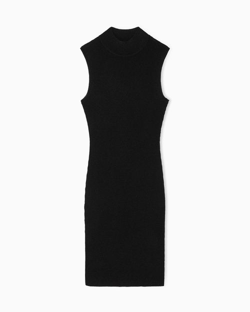 High-neck midi dress in lurex yarn