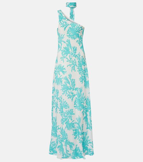 Odetta scarf-detail one-shoulder gown