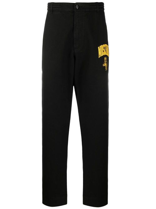 Logo-print straight-leg trousers - Black