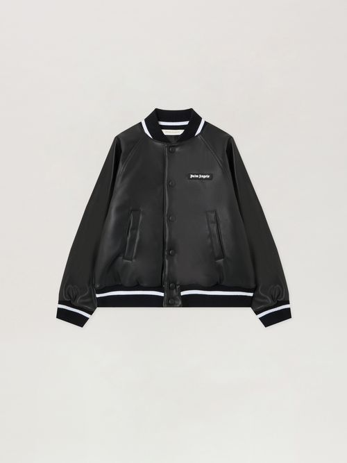 Curvedlogo Coated Varsityjkt Kids  Black