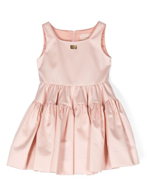 Logo-plaque tiered dress - Pink