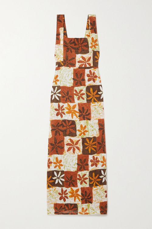 + Net Sustain + Monikh Azalea Printed Linen Maxi Dress - Brown