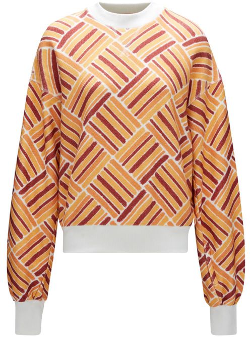Eularia geometric-print cotton sweatshirt - Orange