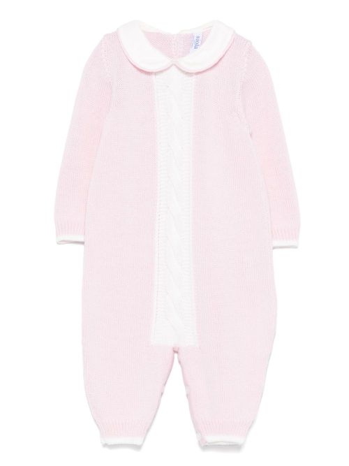 Cable knit-detailed romper - Pink
