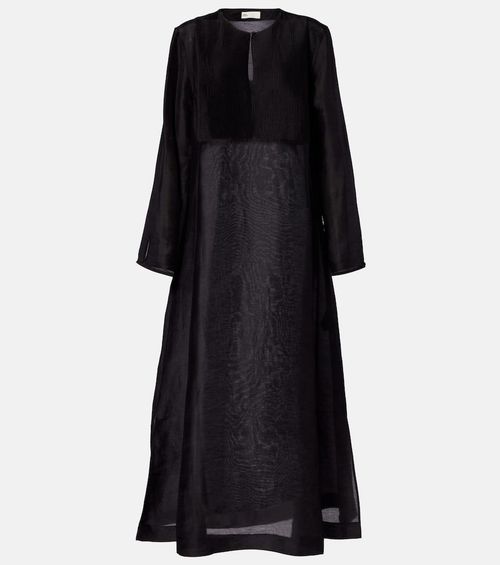 Pleated linen and silk kaftan