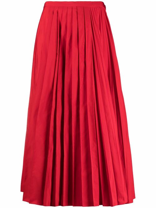 Fully pleated midi skirt - Red