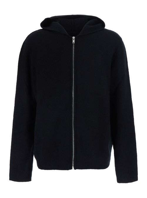 Cotton Zip-Up Hoodie — Black