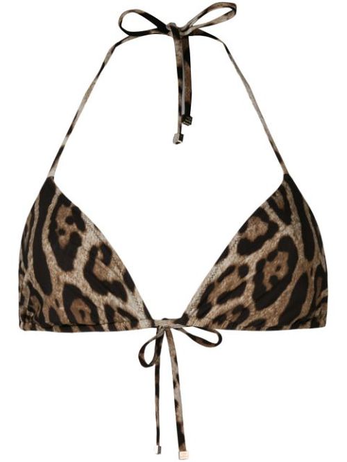 Leopard print triangle bikini top