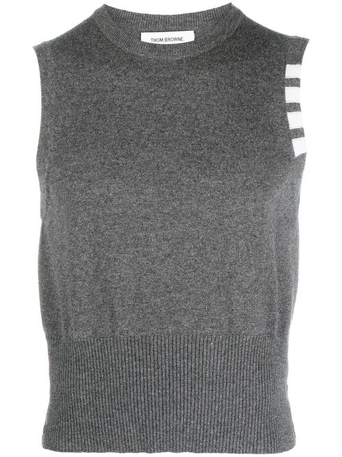 Stripe-detail knit vest - Grey