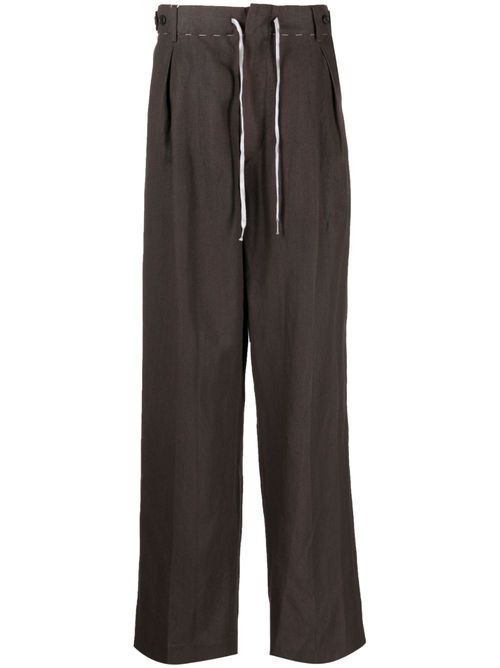 Drawstring straight-leg trousers - Brown