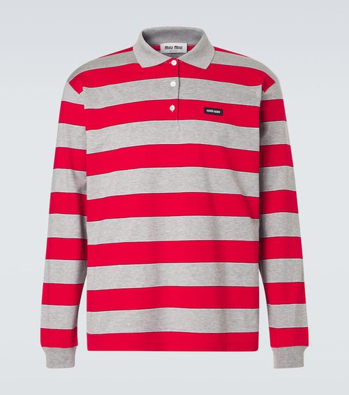 Striped cotton jersey polo shirt