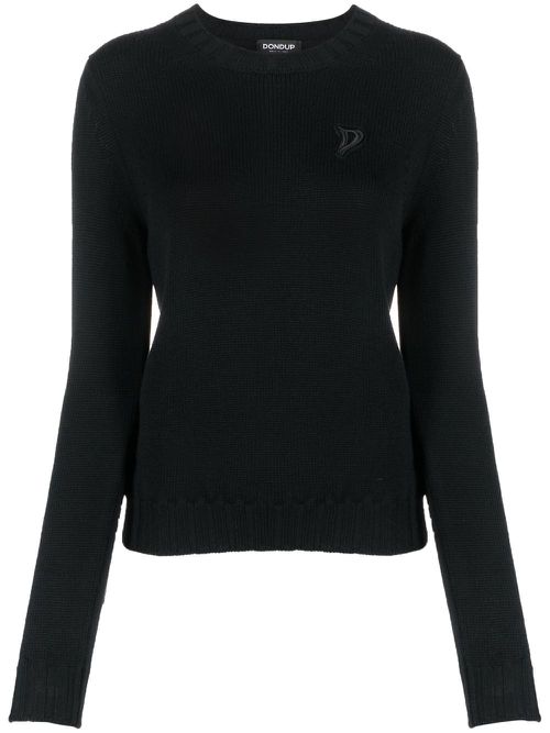 Logo-patch round-neck jumper - Black