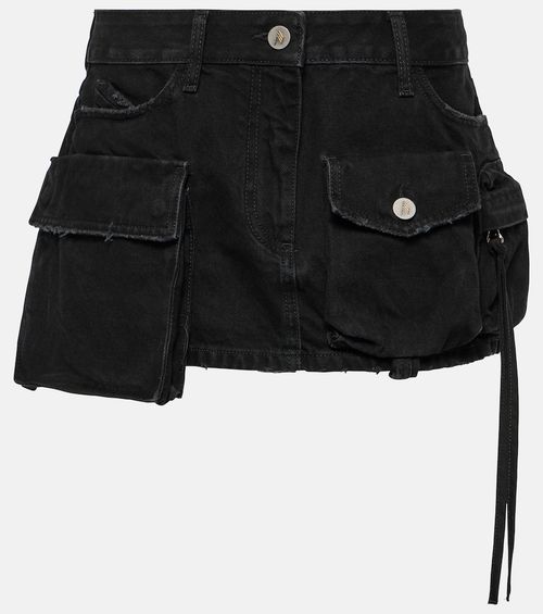 Low-rise cargo denim miniskirt