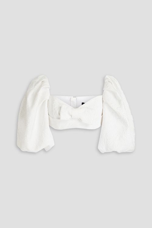 Off-the-shoulder cropped jacquard top