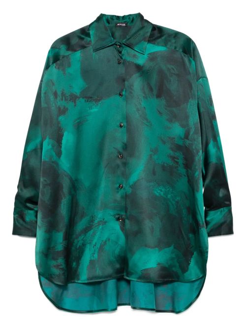 Abstract Print Silk Shirt — Green