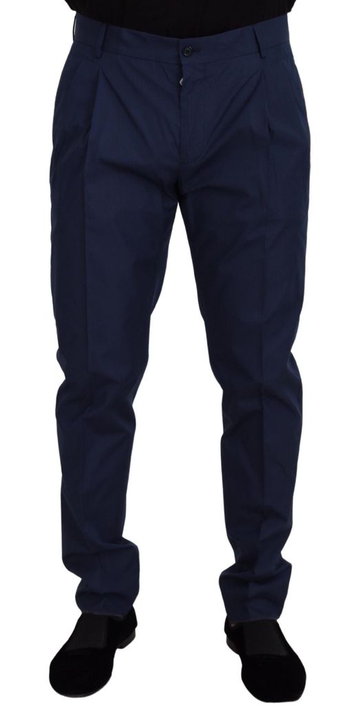 Slim-Fit Cotton Trousers — Navy