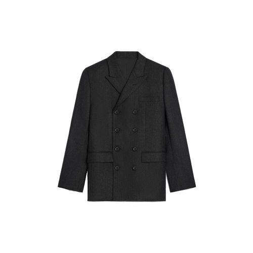 Double-Breasted Wool Blazer — Gray