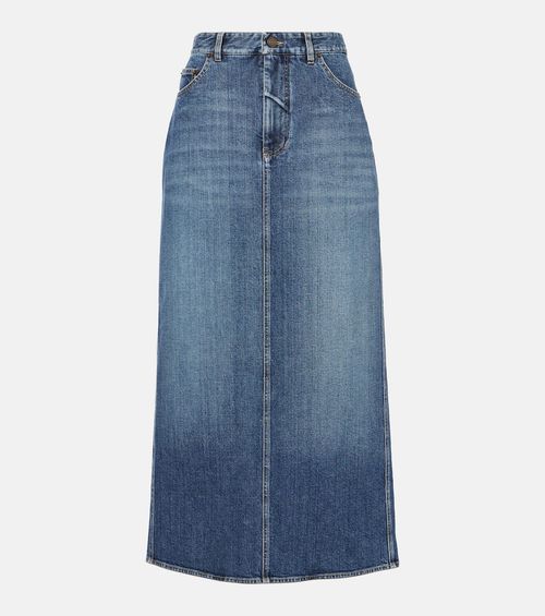High-rise denim maxi skirt