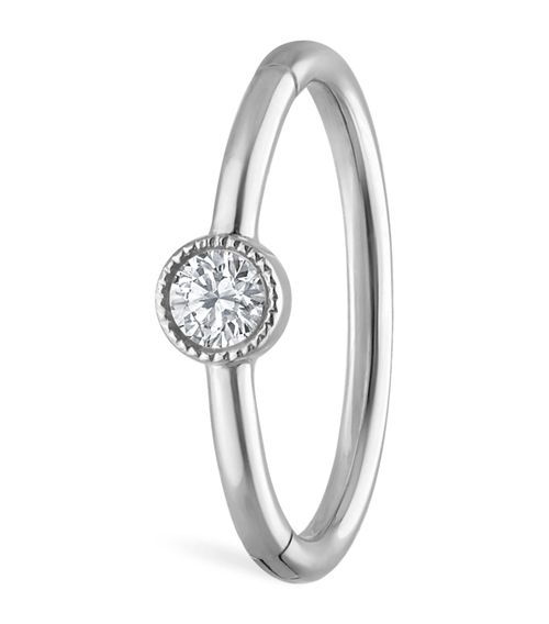 Scalloped Diamond Clicker Single Hoop Earring