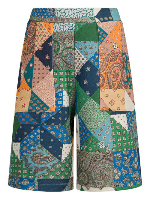 ETRO KIDS patchwork-print cotton shorts - Green