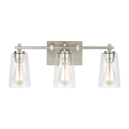 Visual Comfort Studio Mercer 3-Light Bathroom Vanity Light in Satin Nickel by Sean Lavin