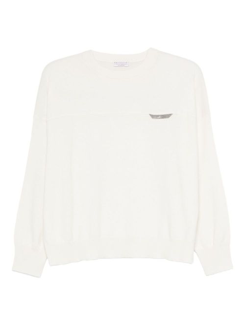 Embellished crew-neck T-shirt - Neutrals