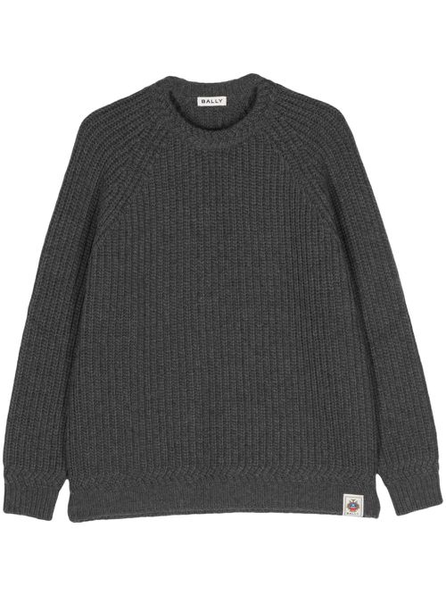 Logo-patch wool jumper - Grey
