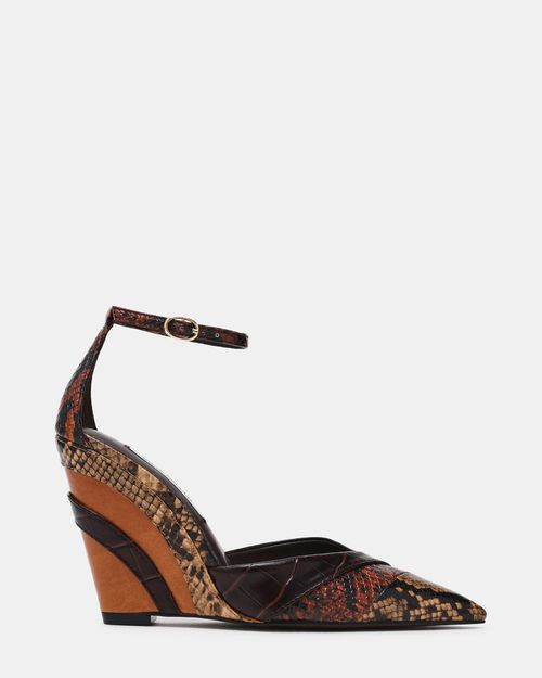 Steve Madden Women's Andry Patchwork Pointed Toe Heels - Brown Multi - - Leather